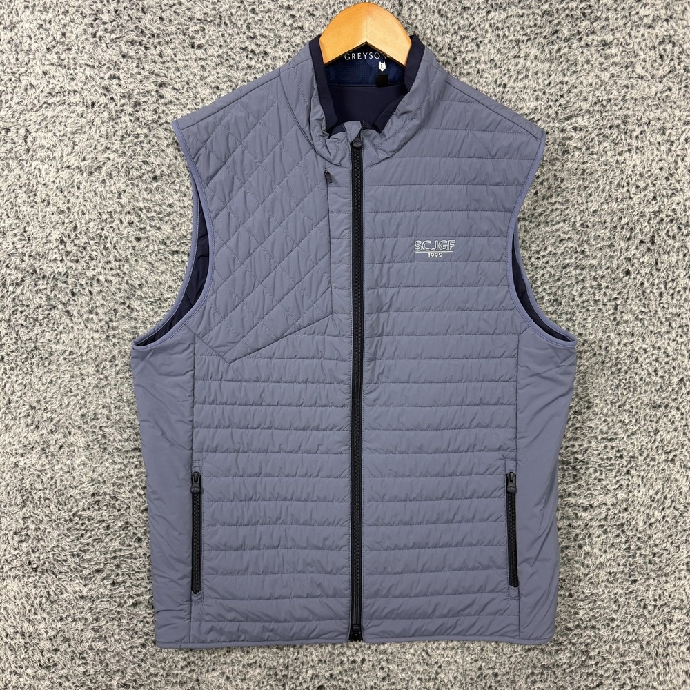 Greyson Vest Mens L Gray Yukon Ultralight Hybrid Quilted Golf Lightweight Active